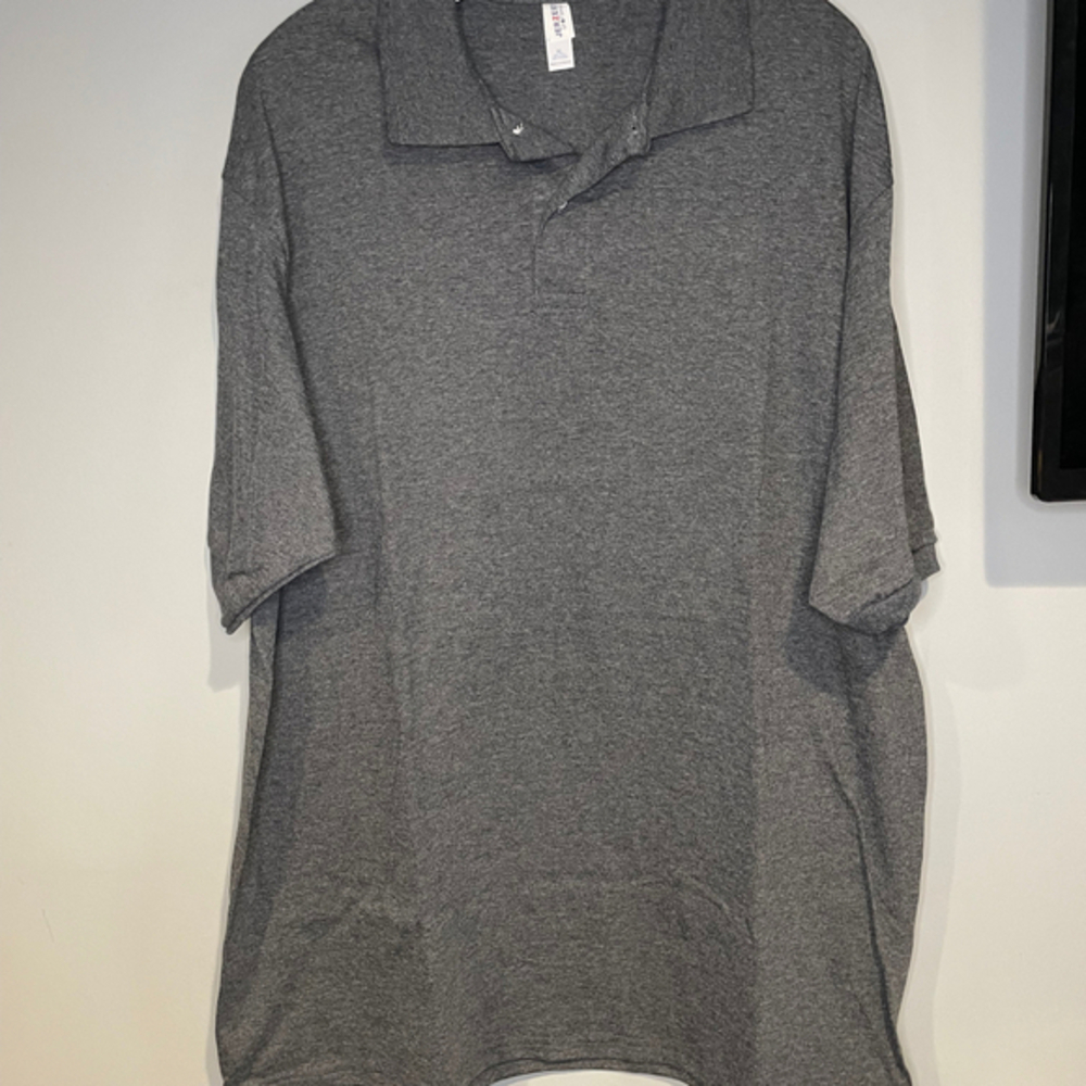 Jerzees Men’s SpotShield Jersey T Shirt Casual Polo Size XL Collar Gray